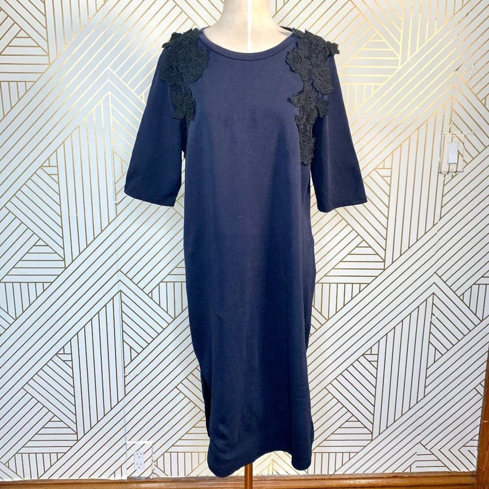 Scotch &‎ Soda Navy Floral Applique Shift Dress